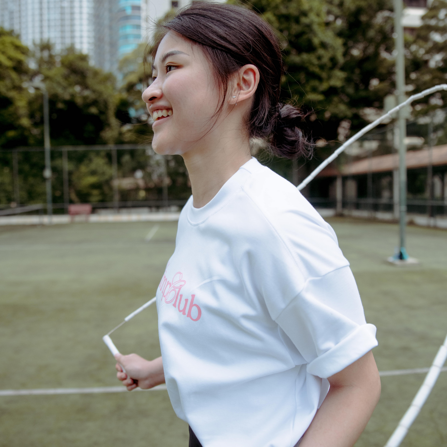 white & pink unisex jump club tee