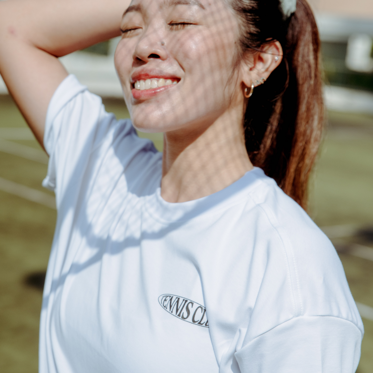 white & black unisex tennis club tee