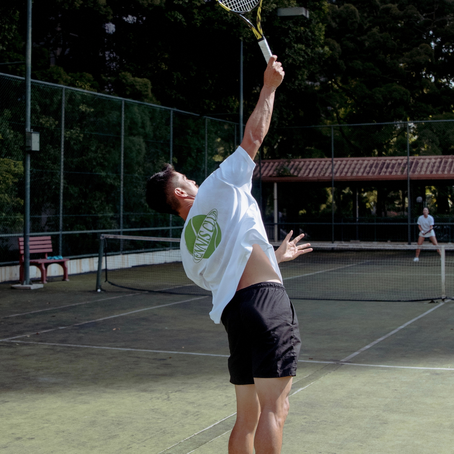 white & green unisex tennis club tee